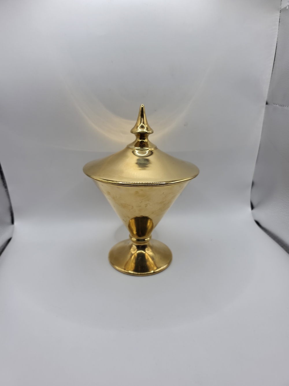 Mid Century Royal Winton Grimwades "Golden Age" gold-glazed covered candy dish